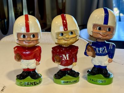 Vintage 1960’s Football Nodder Bobbleheads Cornell, Maryland, Air Force