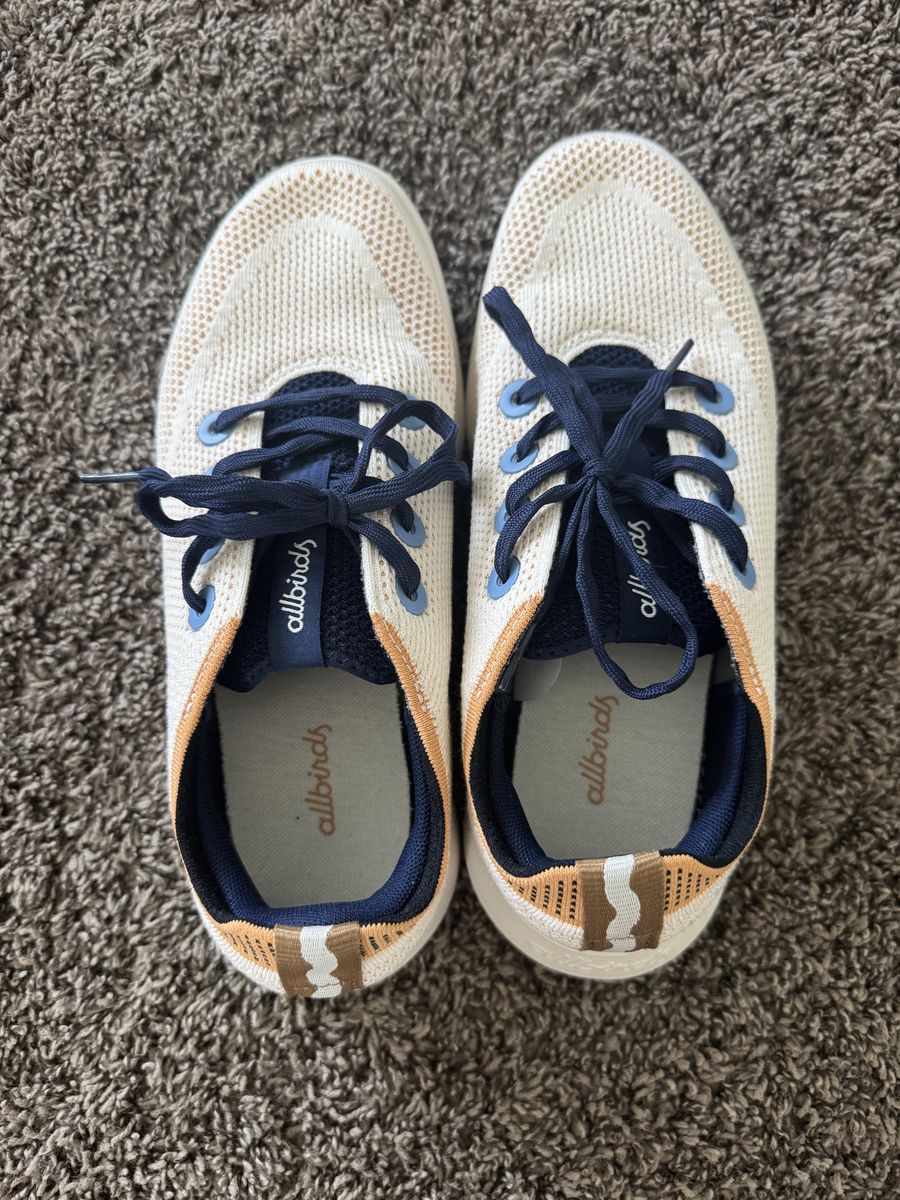 Allbirds Tree Runner Women's Casual Shoes - Natural White, Navy, Light Blue, Tan, Size 9, Machine Washable