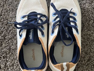Allbirds Tree Runner Women's Casual Shoes - Natural White, Navy, Light Blue, Tan, Size 9, Machine Washable