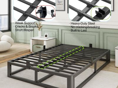 10" King Size Bed Frame, metal, heavy duty 3500 pounds, no box spring needed