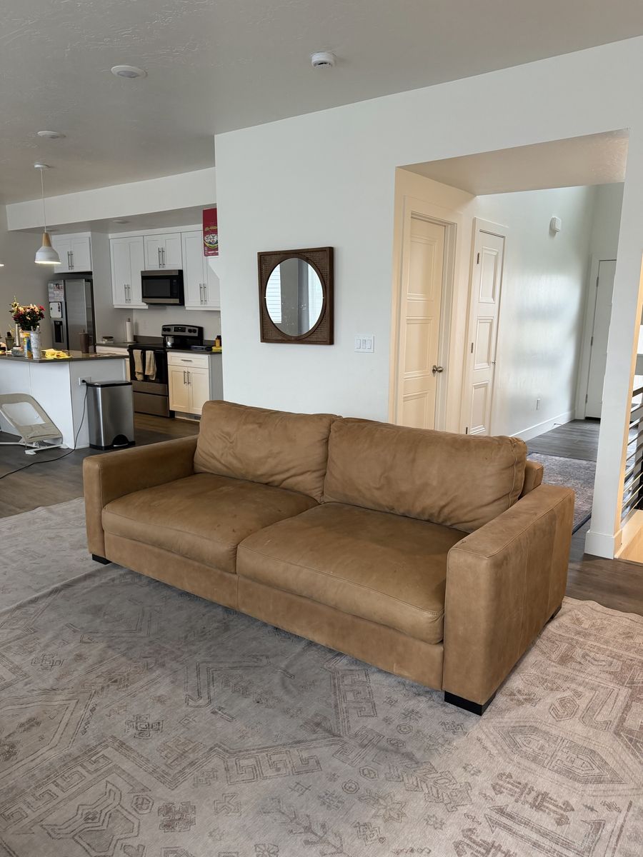West elm leather couch