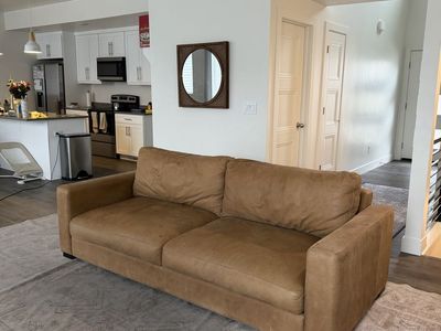 West elm leather couch