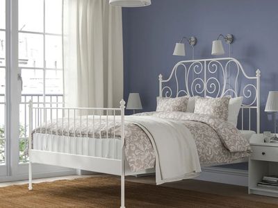 IKEA LEIRVIK Full Size Bed Frame - White Steel, Discontinued Model, Excellent Condition