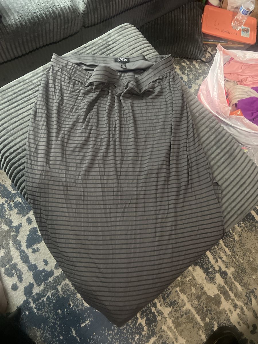 Apt. 9 Gray Striped Maxi Skirt 2xl