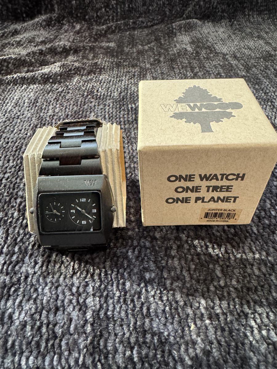 WeWOOD Jupiter Black Wooden Dual Time Watch – Never Worn – Box – New Battery