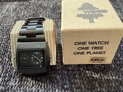 WeWOOD Jupiter Black Wooden Dual Time Watch – Never Worn – Box – New Battery