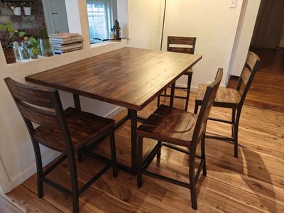 Rustic Counter-Height Dining Table & 4 Chairs