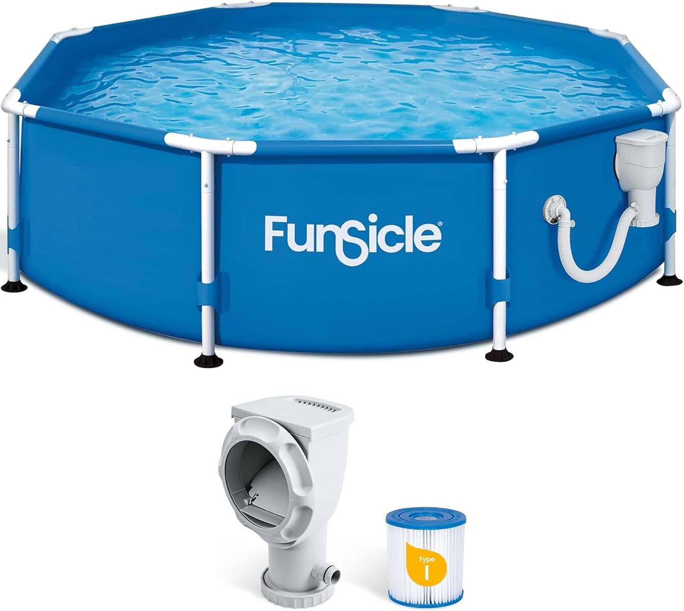 Funsicle Activity 8' x 30" Round Above Ground Swimming Pool Set with SkimmerPlus 2-in-1 Filter Pump