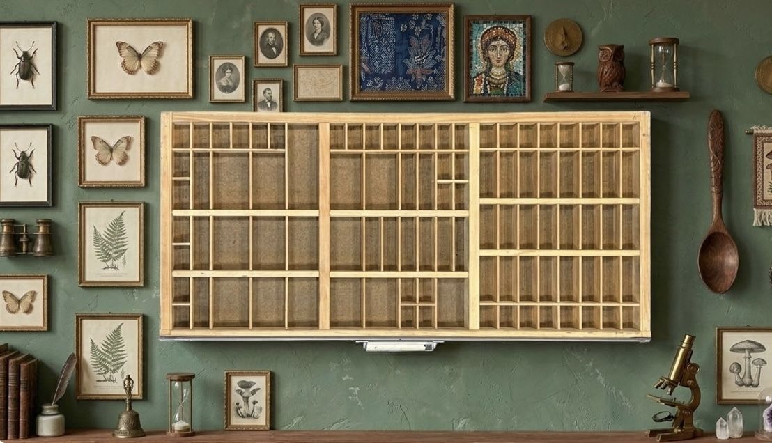 Vintage Wood Printer Drawer / Trinket Shelf