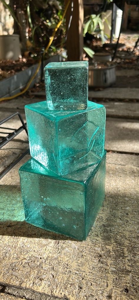 3 Aqua Green Recycled Glass Beautiful PeiceS