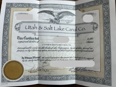 Utah & Salt Lake Canal Company Shares