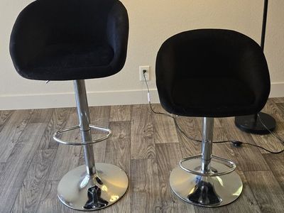 Black velvet adjustable bar stools (2)