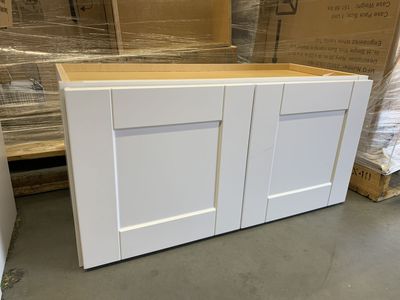 Hampton Bay Shaker 30 in. W x 12 in. D x 15 in. H Assembled Wall Bridge Kitchen Cabinet in Satin White