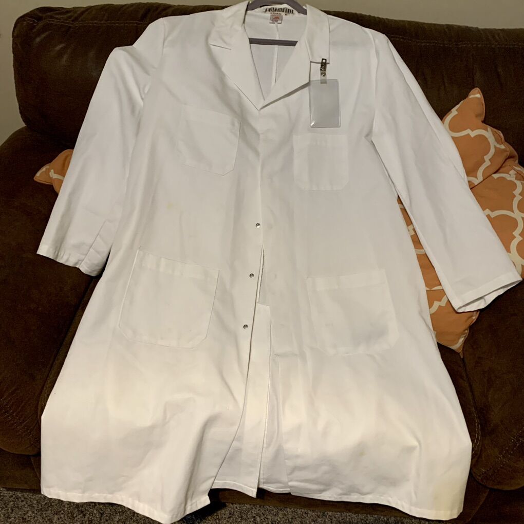 Long White Heavy Poly Cotton Lab Coat