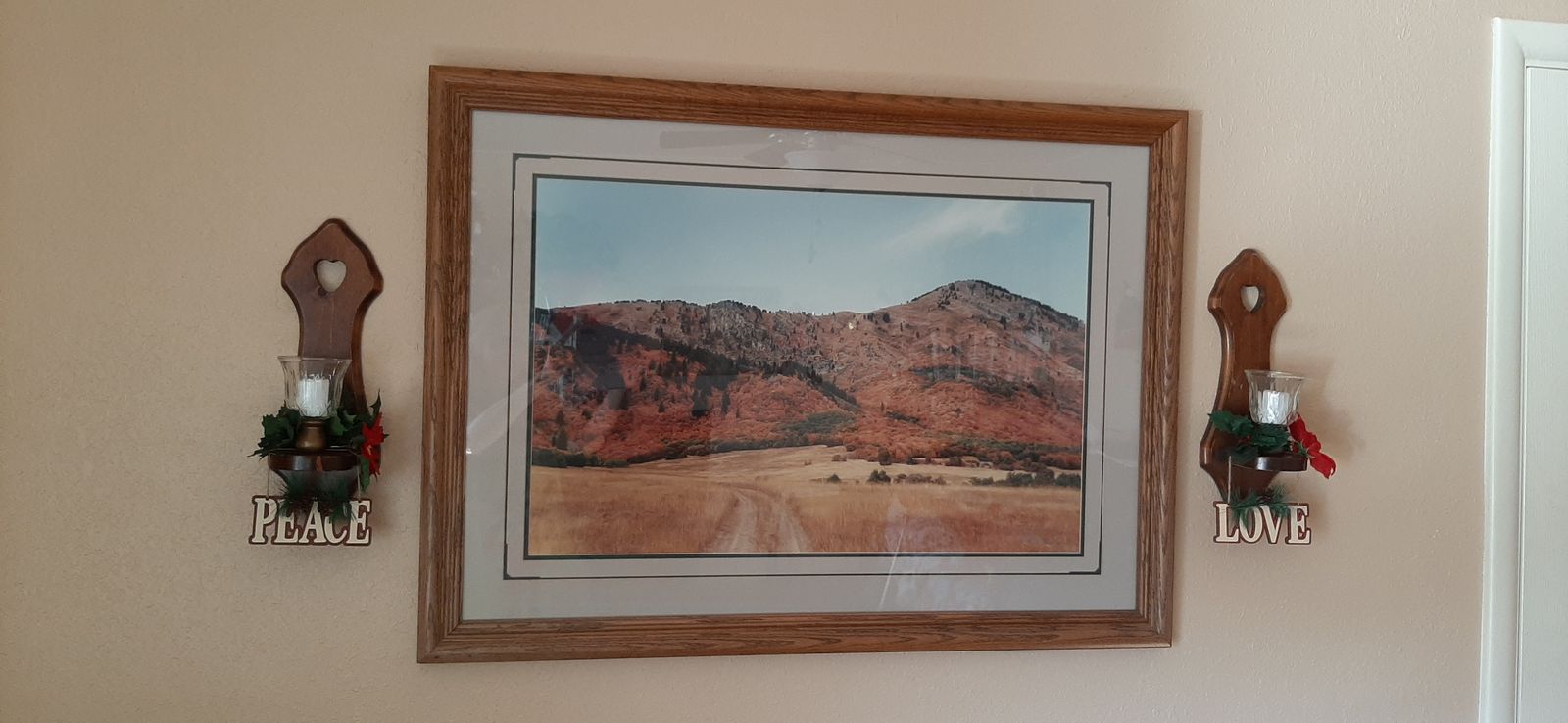 Print of Sardine Canyon Wellsville UT Mountain range in the fall under glass solid wood frame 