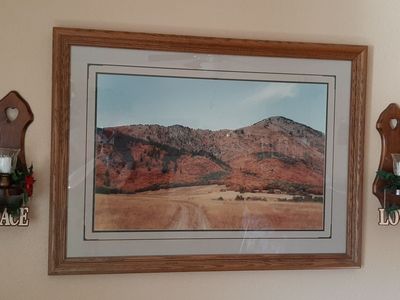 Print of Sardine Canyon Wellsville UT Mountain range in the fall under glass solid wood frame