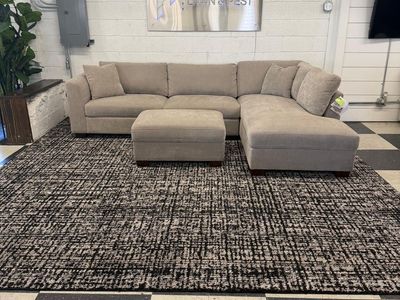 LIKE NEW!! COSTCO THOMASVILLE WALSEN FABRIC SECTIONAL W/ STORAGE OTTOMAN!!
