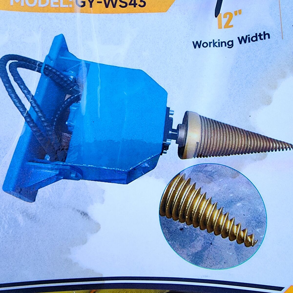 NEW Giyi GY-WS43 Heavy Duty 12" Mini Skid Steer Wood Log Splitter Drill & Pilot Bit