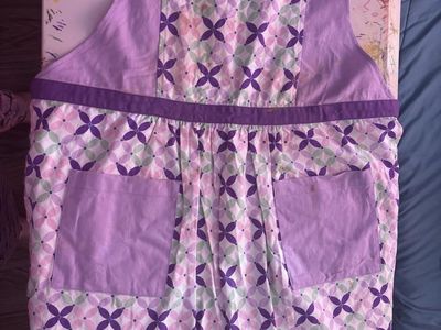 American Girl Adult Apron Purple Floral Geometric Pattern with Pockets