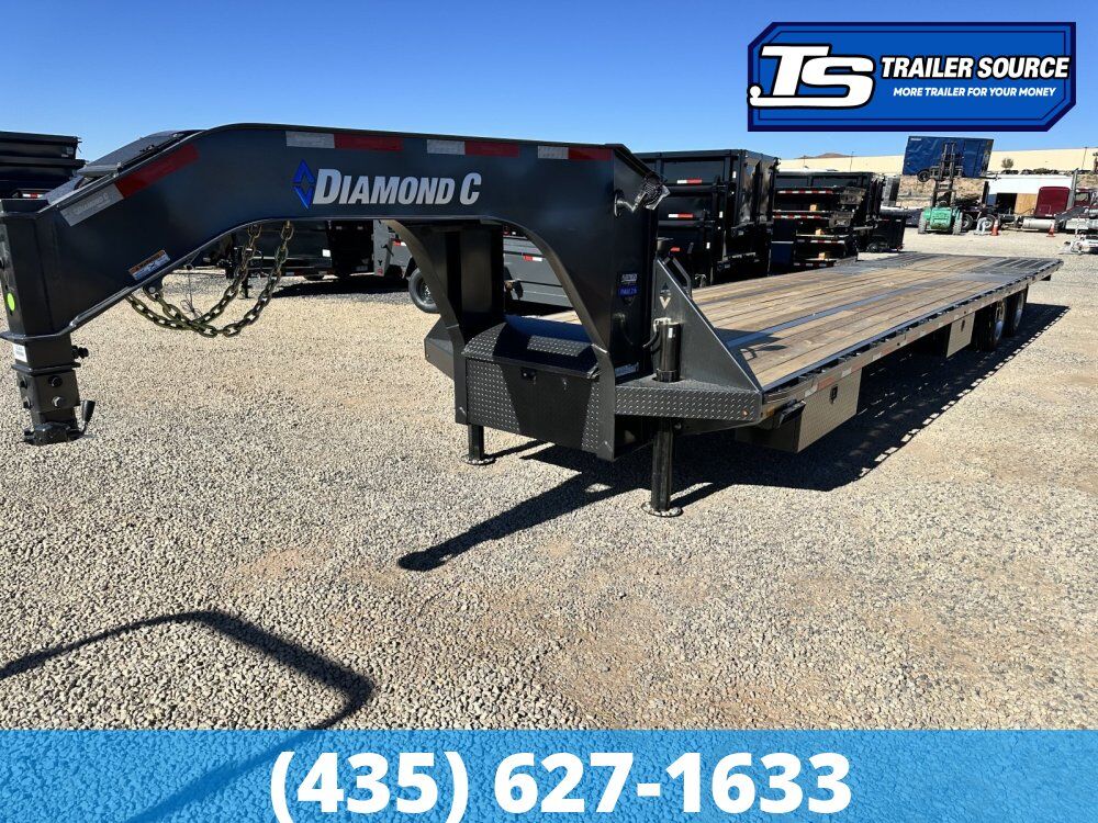8.5x40 Diamond C FMAX-HDT 216 Gooseneck Hydraulic Dovetail Equipment Trailer -  40K GVWR - Aluminum Outer Wheels, Spread Axles