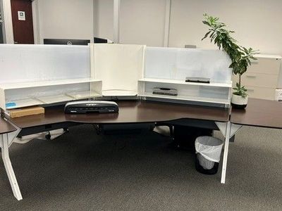 Kimball Office HUM Collection - Free standing three station workspace cubicle - Two full units available