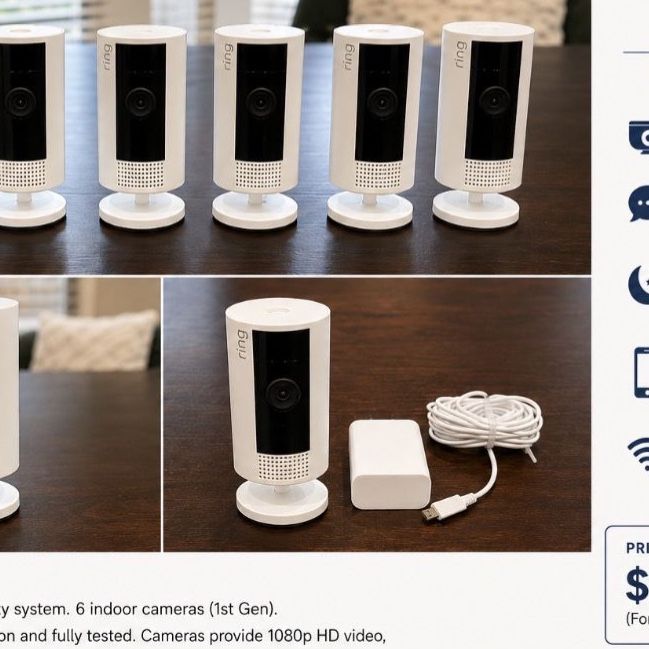 Ring Indoor Cam (1st Gen) - 6 Camera Complete Security System, 1080p HD Video, Night Vision