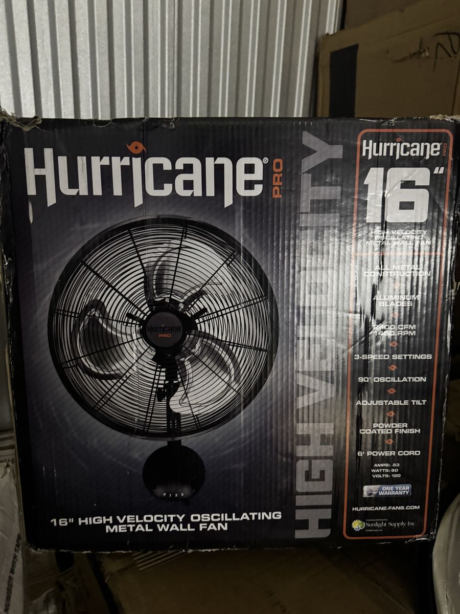 NEW Hurricane Pro High Velocity Oscillating Metal Wall Mount Fan 16