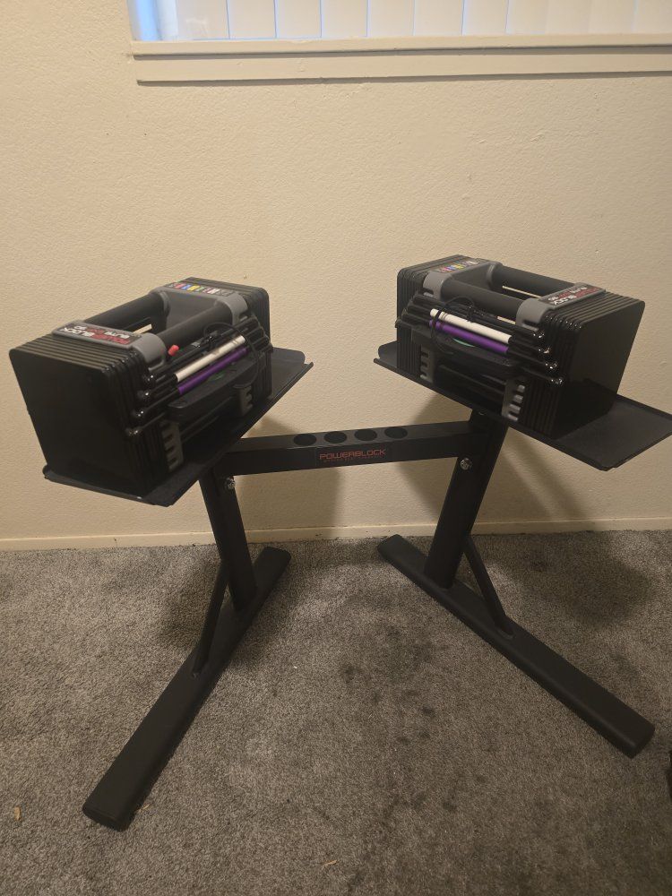RITKEEP Adjustable Weight Bench & PowerBlock Elite 90 Dumbbells with Stand