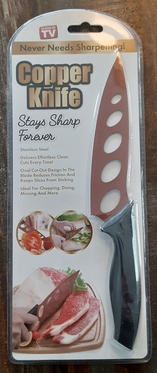 COPPER KNIFE As Seen on TV Never Needs Sharpening Stainless Steel NEW Sealed