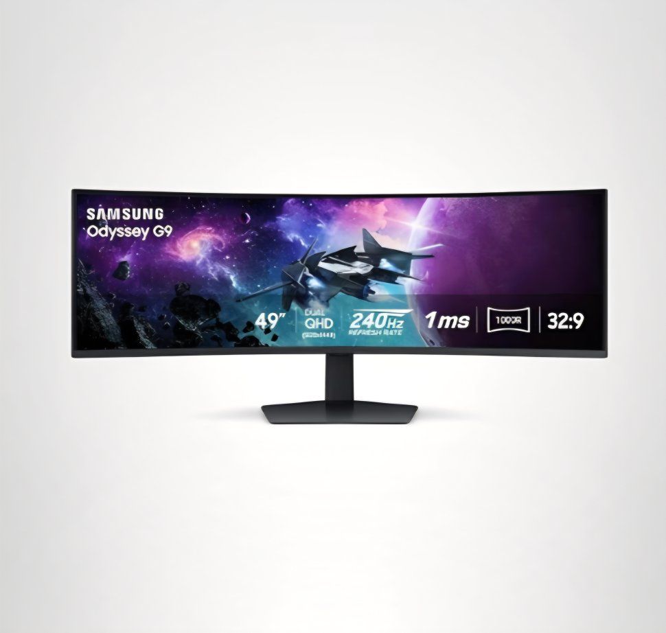 SAMSUNG 49" Odyssey G9 (G95C) Series DQHD 1000R Curved Gaming Monitor, 240Hz, 1ms(GtG), DisplayHDR 1000, AMD FreeSync Premium Pr