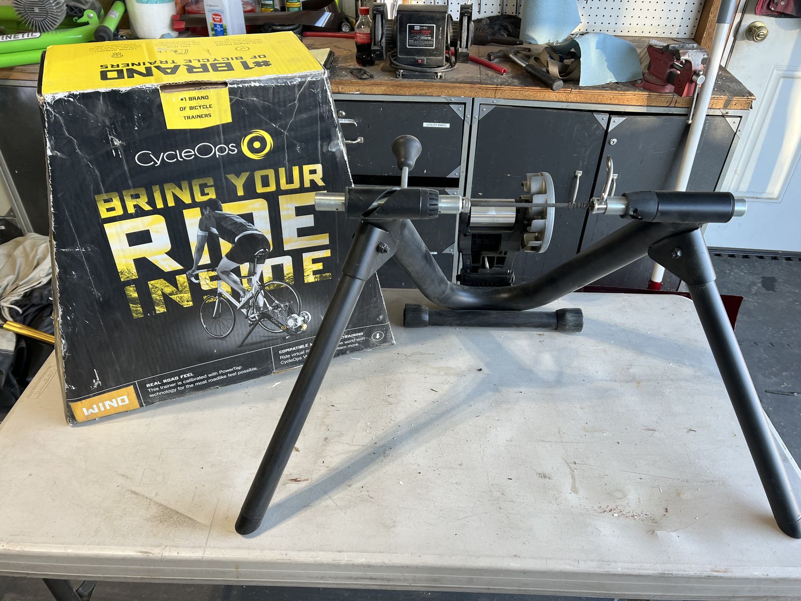 Cycle ops bike trainer and block