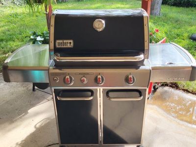 Weber Genesis propane three burner Grill with sear station and Side Burner - Black/Stainless Steel, Used