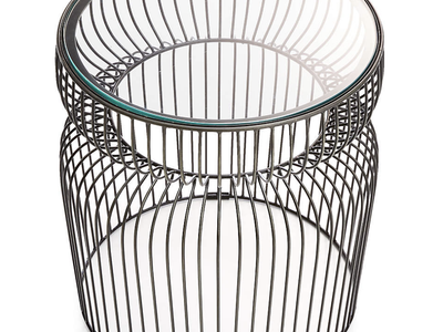 Crate & Barrel Spoke Glass Graphite Metal End Table