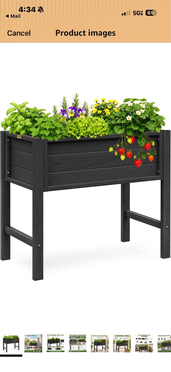 2x 30-Inch Raised Garden Beds Elevated Planter Box for Patio & Balcony - Black