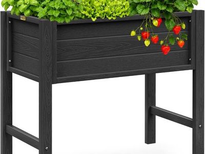 2x 30-Inch Raised Garden Beds Elevated Planter Box for Patio & Balcony - Black