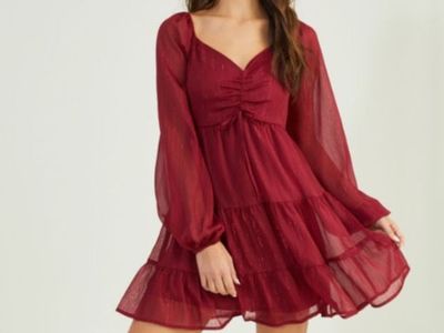 Burgundy mini dress size S
