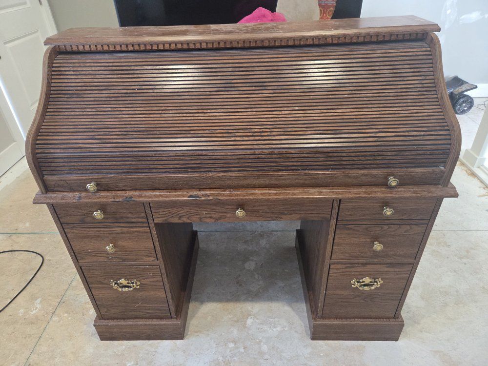 MDF Roll Top Desk with Drawers & Organizer