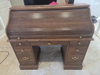 MDF Roll Top Desk with Drawers & Organizer