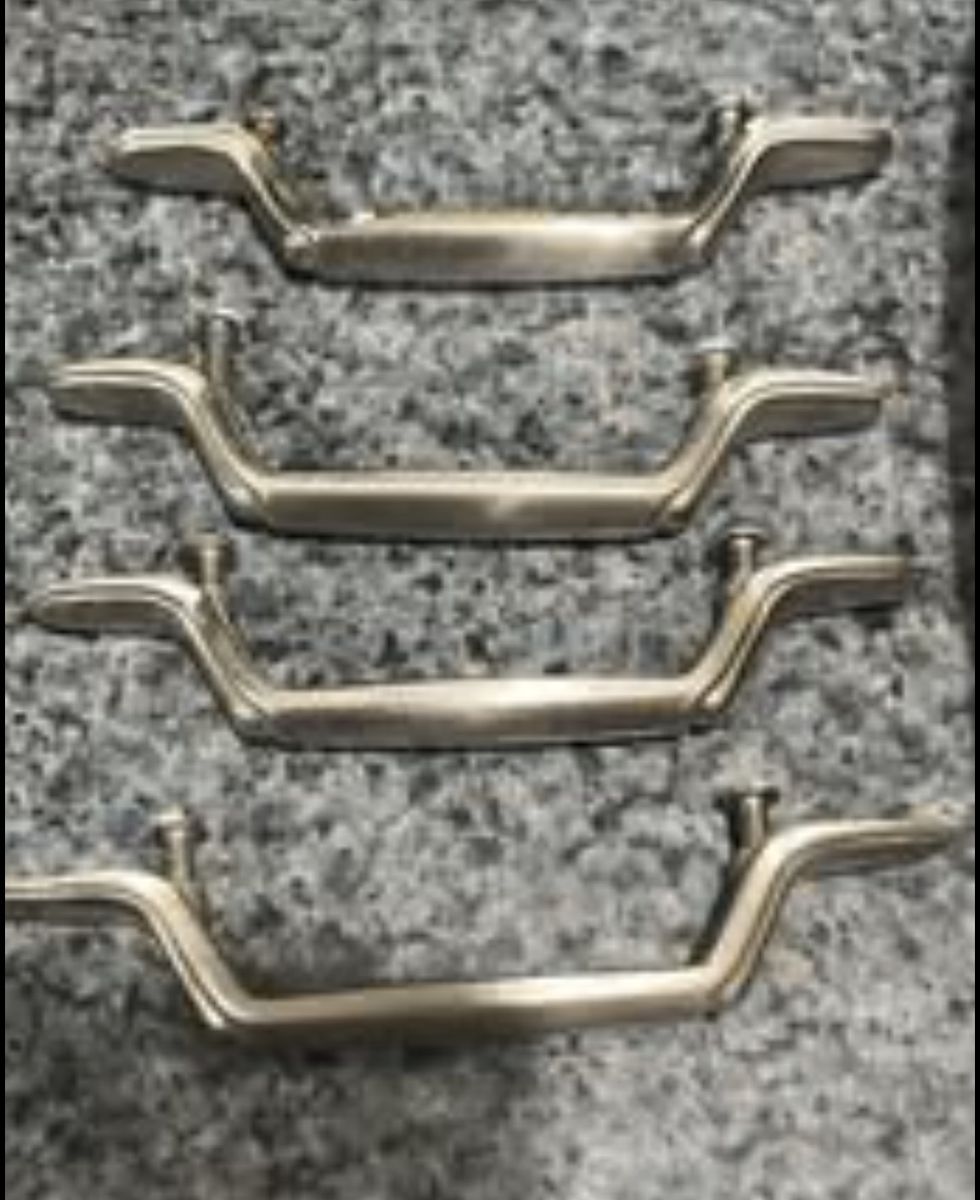 Vintage Mid-Century Modern Silver Tone Cabinet Pulls Handles - Set of 4