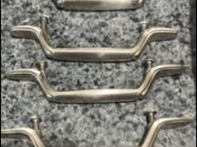 Vintage Mid-Century Modern Silver Tone Cabinet Pulls Handles - Set of 4