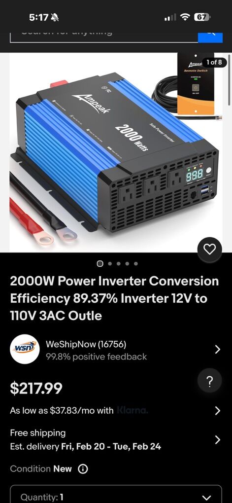 2000W Power Inverter Conversion Efficiency
