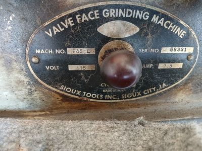 SIOUX Valve Face Grinding Machine and Cabinet.