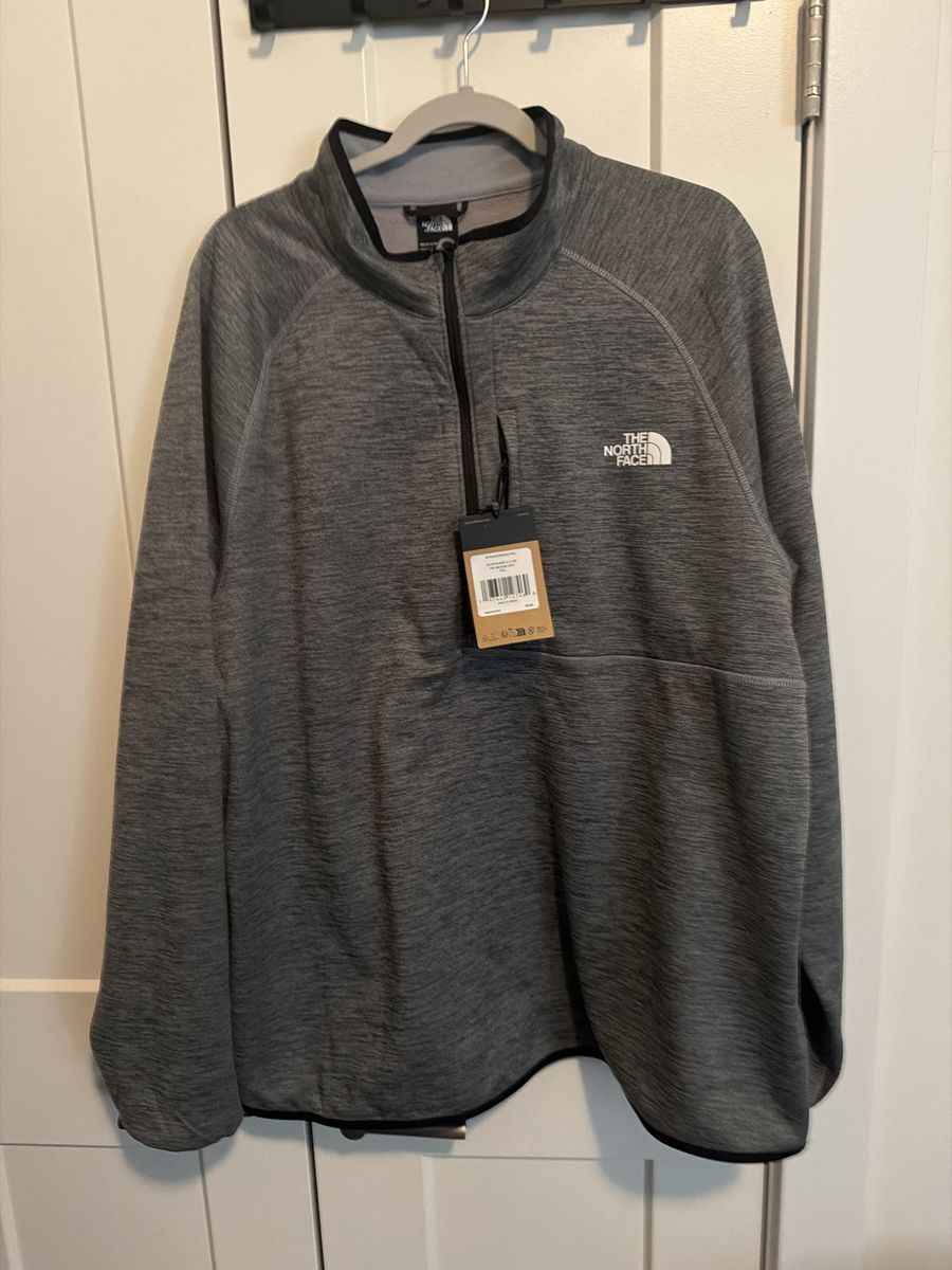 The North Face Men's Heather Grey 1/4 Zip Fleece Pullover - New With Tags XXL