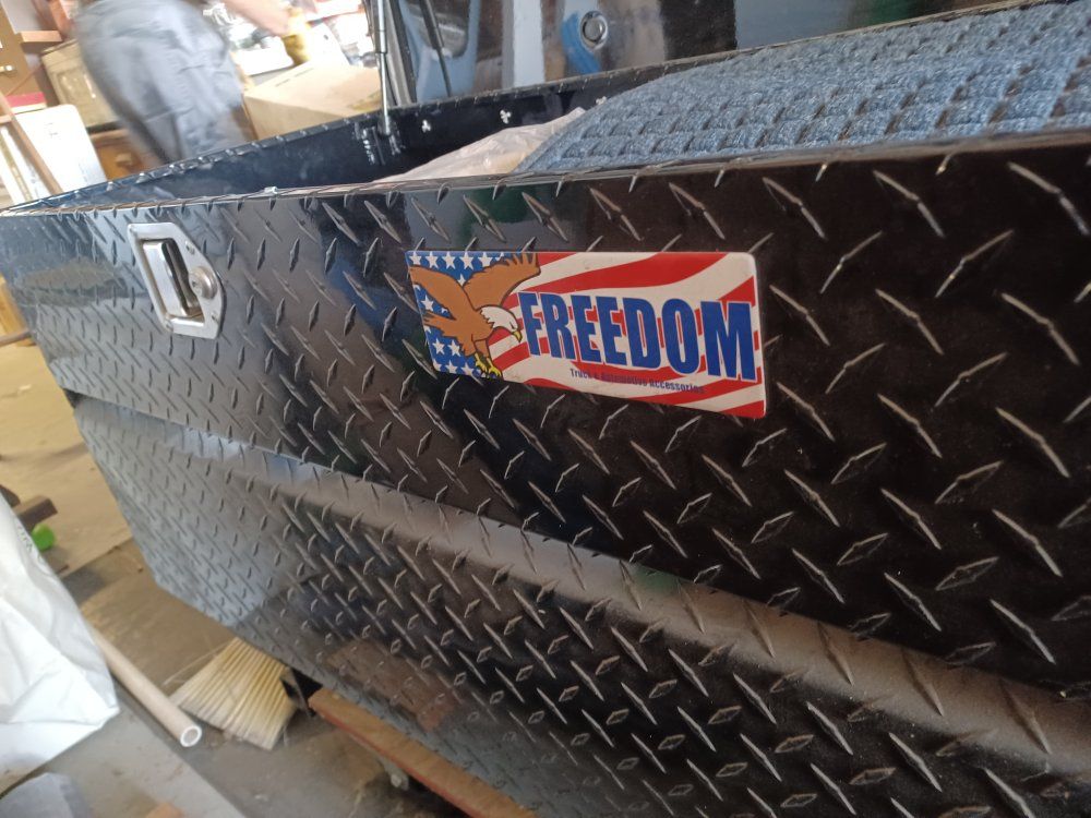 Freedom Diamond Plate Truck Tool Box - Black Metal Storage