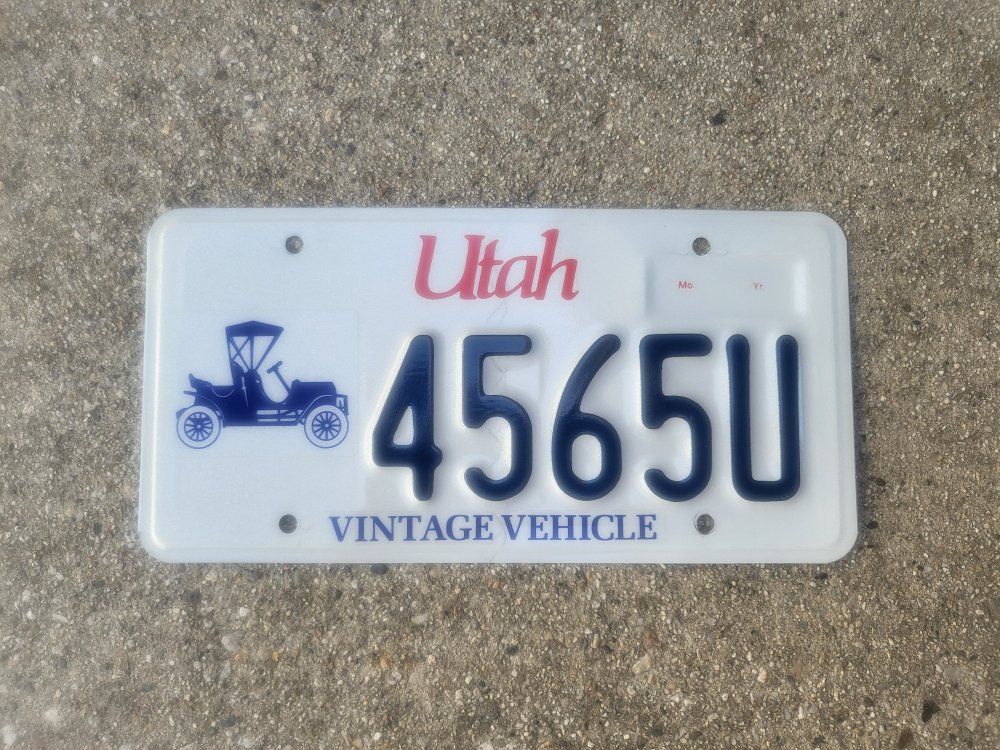 Utah vintage vehicle license plate