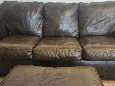 Leather sofa, ottoman, 2 chairs