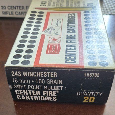 Vintage Sears .243 Winchester 100 Grain Soft Point Ammo Box