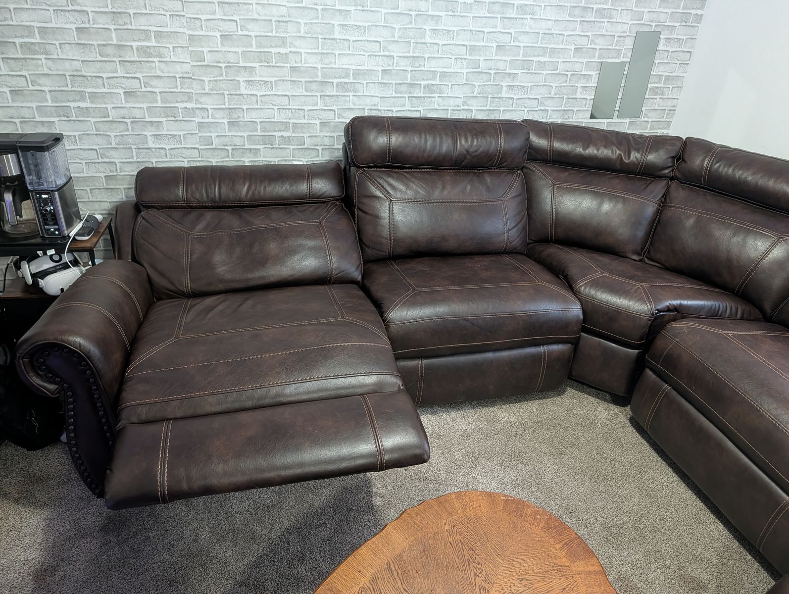 Leather L Couch with Power Reclining