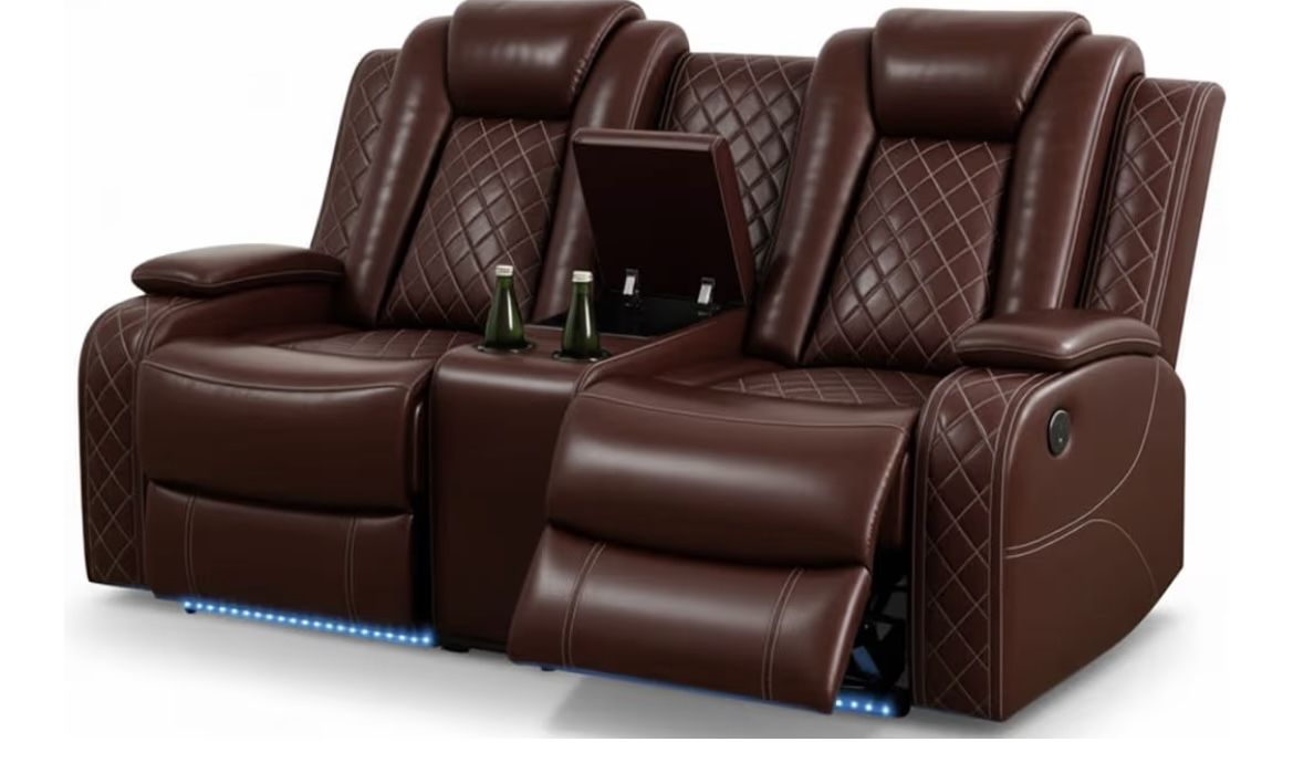 Red Leather Loveseat Electric Recliner