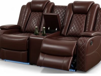 Red Leather Loveseat Electric Recliner